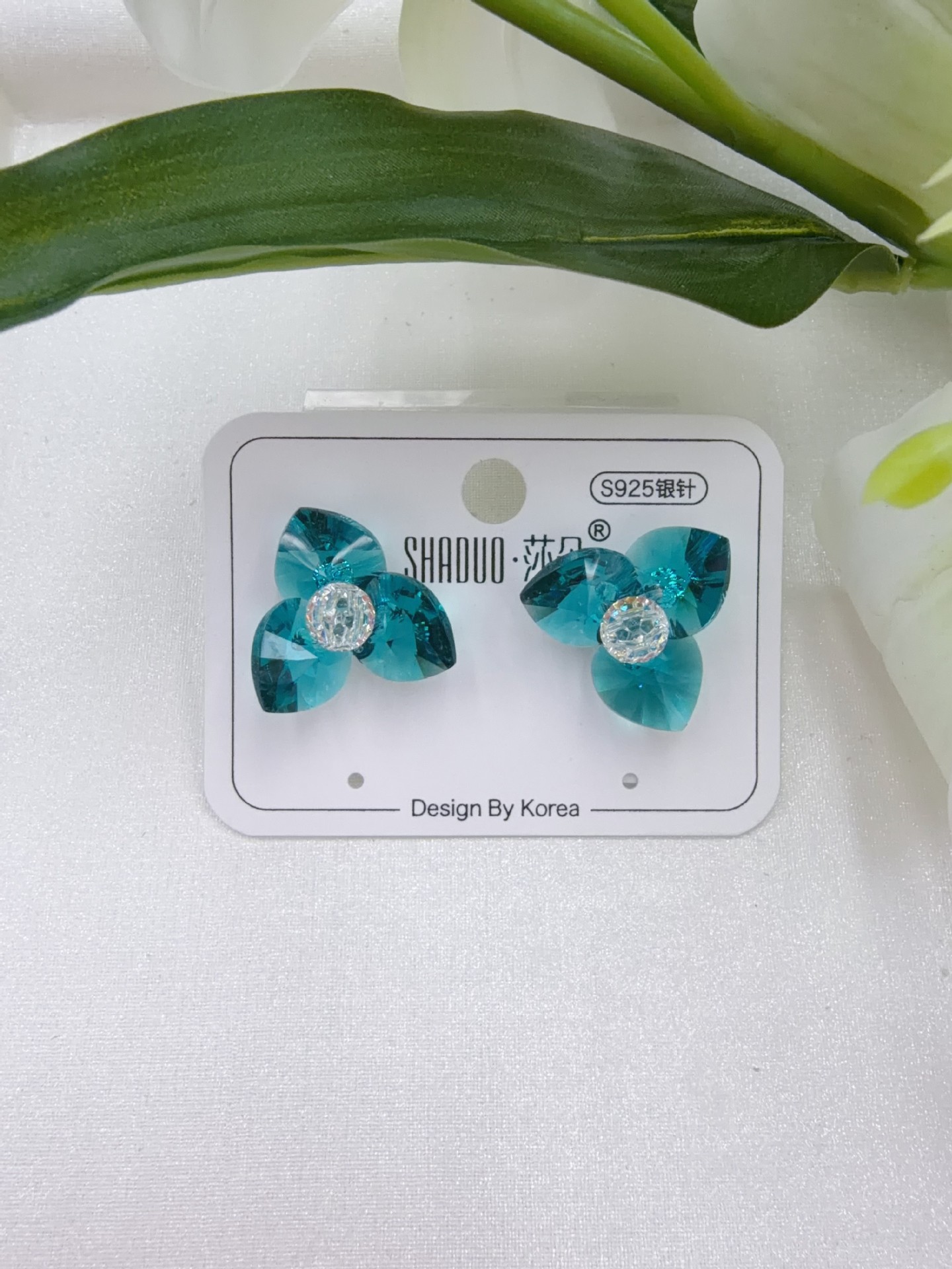 施家水晶奥地利S925银针韩系小巧精致三叶草耳环ins风女耳饰详情6