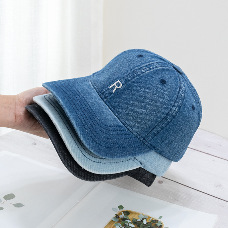 Letter cowboy baseball cap for women, Korean style simple deep-top face-showing small baseball cap, Japanese style big head circumference face-showing small cap pic 1