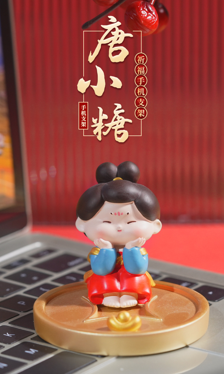 Chinese-style Tang Dynasty lady mobile phone stand, creative and cute home living room desktop decoration, small ornaments, resin handicrafts pic 1