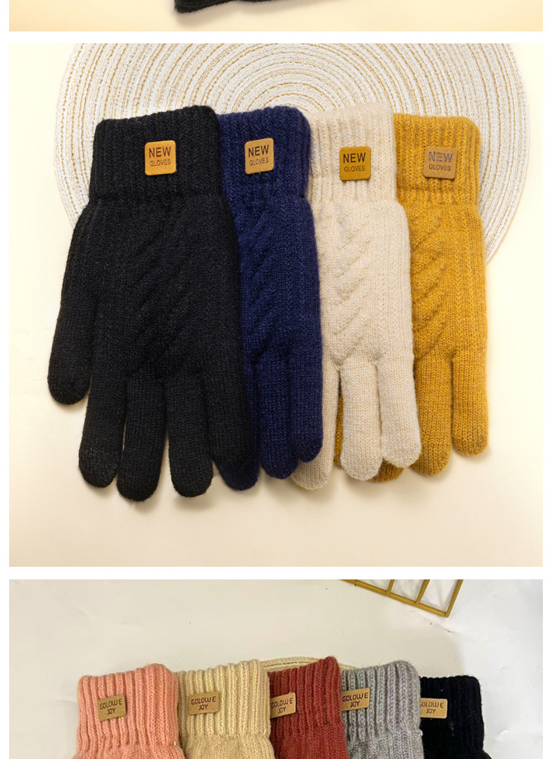 Winter double-layer fleece and thickened gloves for men and women, knitted cold-proof cycling touch screen warm woolen gloves manufacturer wholesale pic 17