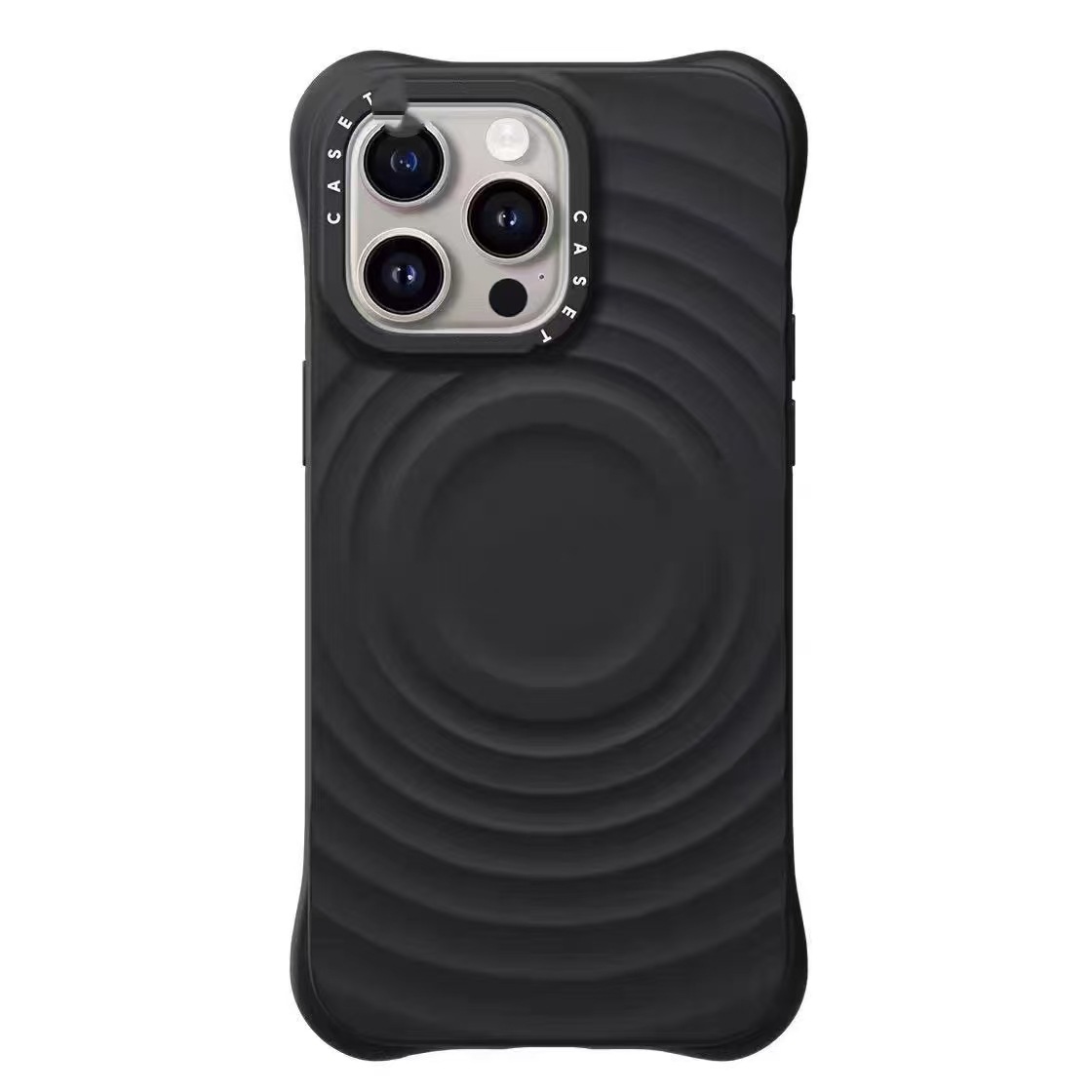 caseti collaboration pure black and white wavy phone case MagSafe magnetic iphone16 silicone protective case pic 3