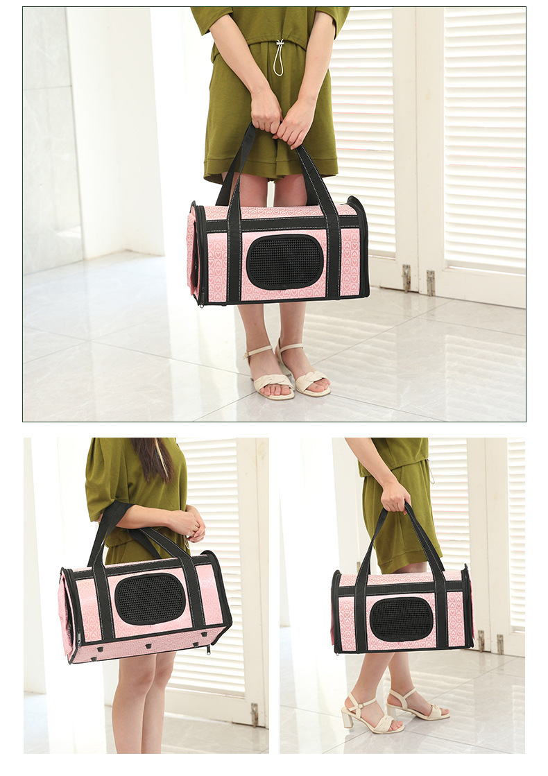 Hand-held pet bag, crossbody cat bag, window transparent mesh fabric travel single-shoulder folding breathable cat bag, portable car bag pic 10