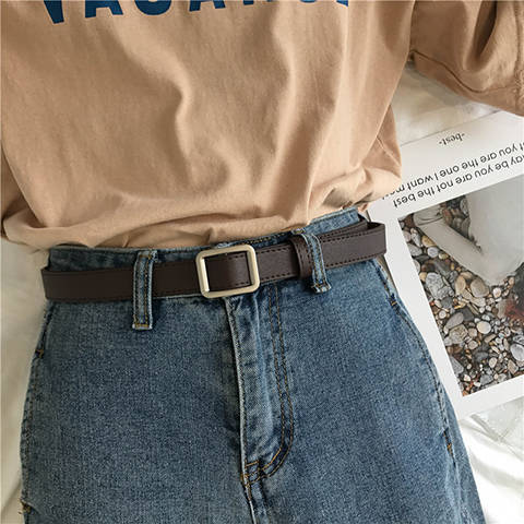 Perforated belt, practical and decorative jeans for women, black, thin, fashionable and retro student, ins style belt, trendy for ladies pic 21