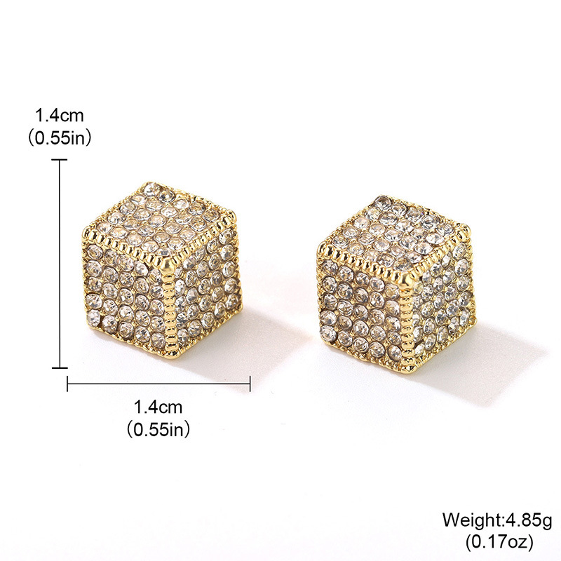 European and American ins fashion three-dimensional square full-diamond stud earrings for women, light luxury, exquisite and unique, starry sky retro earrings pic 22