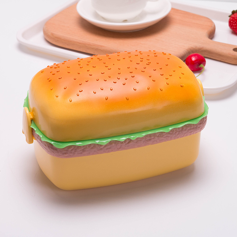 Creative and cute hamburger, student lunch box, microwave bento box, multi-layer children's lunch box, fruit preservation box gift pic 7