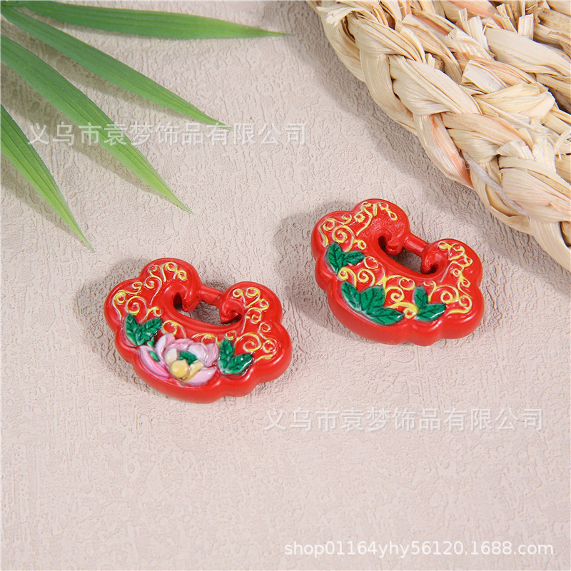 红砂彩绘唐卡葫芦吊坠批发朱砂水飞砂小狐狸狐仙平安扣项饰吊挂件详情10