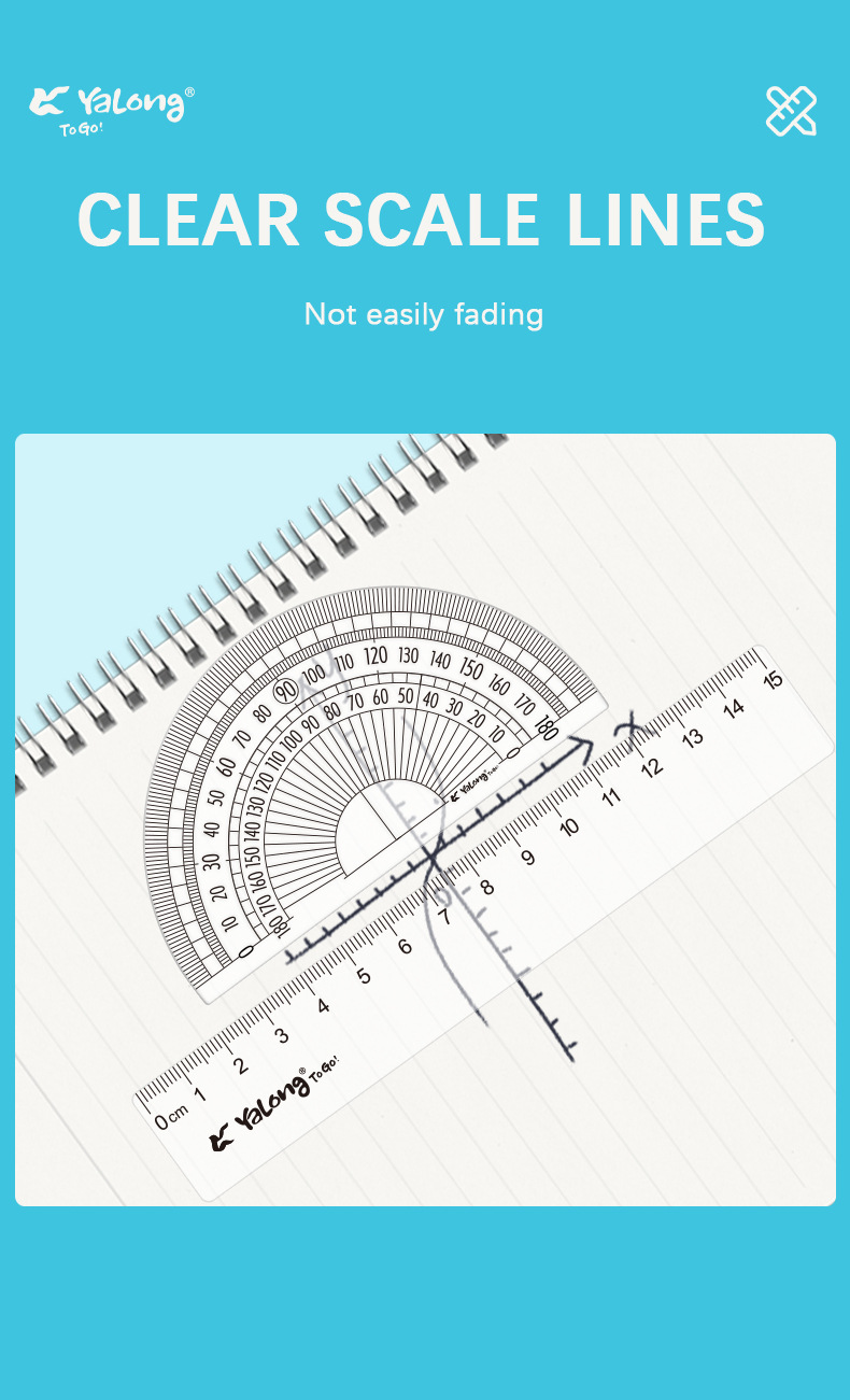 Yalong Cross-border Wholesale 15 cm computer resin rulers, student stationery geometric rulers, school multi-size rulers pic 6