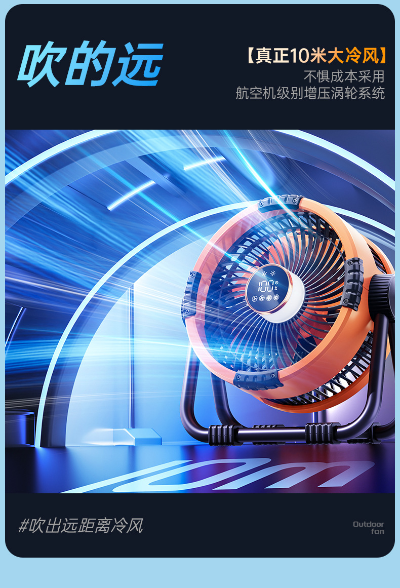 2024新品露营风扇超强续航多功能带夜灯可充电挂立两用智能遥控家用电器两季电器电风扇详情7