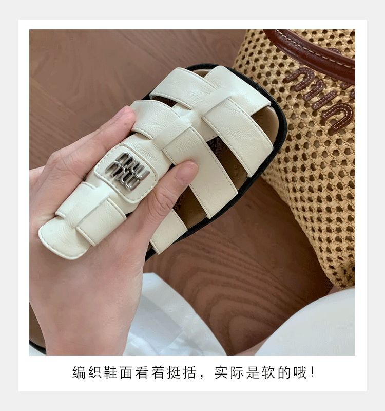 葡萄妈studiolee 时髦编织圆头镂空百搭包头懒人一脚蹬半拖外穿女详情5