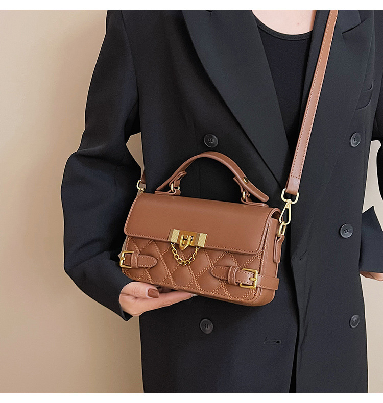 外贸新款菱格手提包包女2025复古百搭小方包春季质感单肩斜挎包详情17