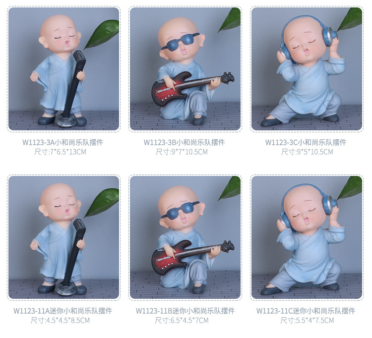 批发少林功夫小和尚摆件茶宠摆设创意禅意中式可爱客厅桌面装饰品详情5