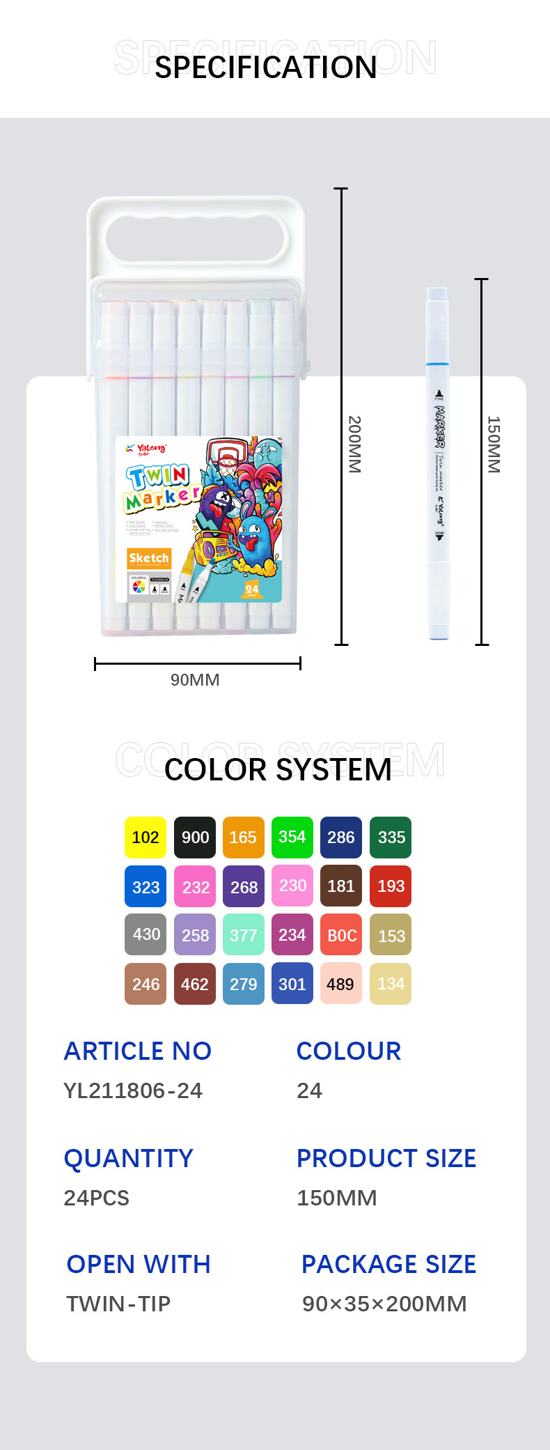 Yalong Cross-border is selling 24-color art marks, double-pointed marks, fabric marks, paintings and student art supplies pic 7