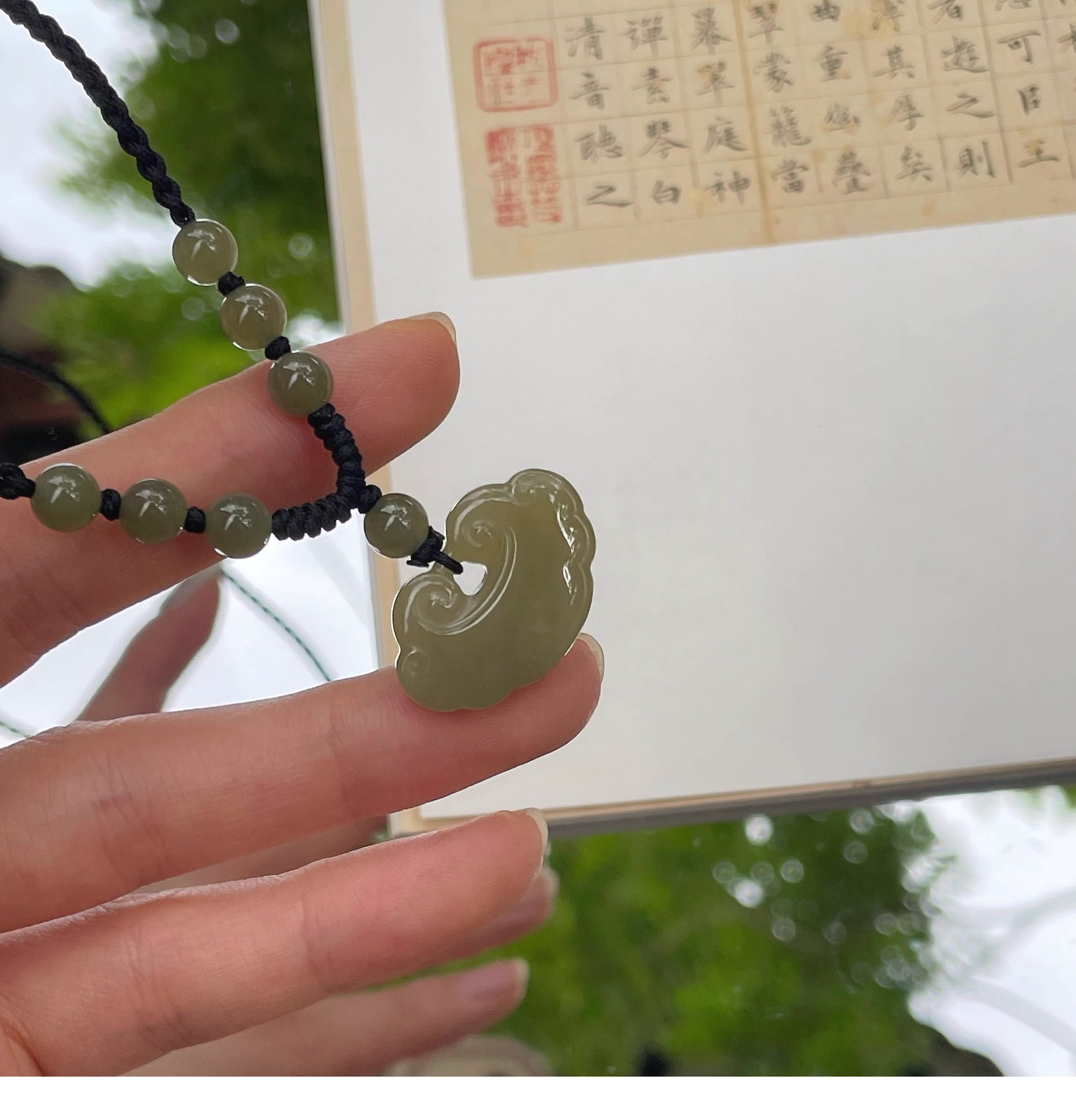 Natural and Tian Jade peace Lock necklace, New Chinese-style traditional Chinese culture Ruyi pendant, collarbone chain, and popular national trend accessories wholesale pic 2