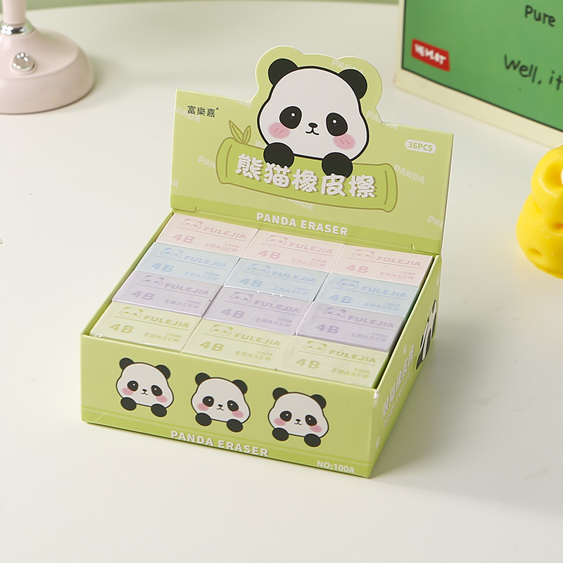 工厂直销批发小学生专用 国潮熊猫卡通文具橡皮擦不留痕彩色设计详情8