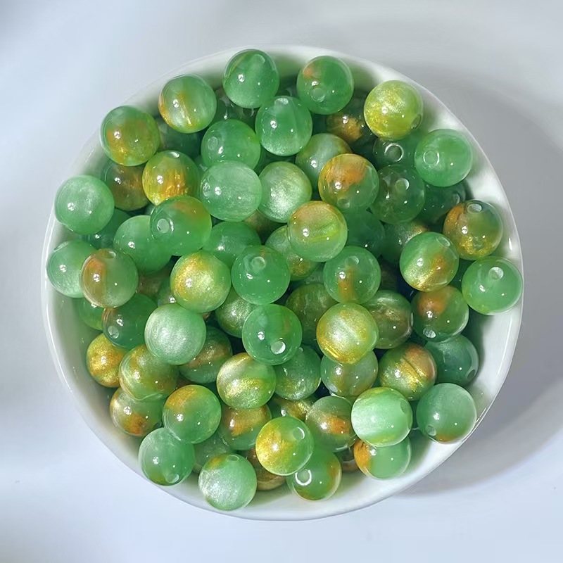 国风油画系列鎏金圆珠树脂珠子diy手工圆珠散珠手链串珠饰品配件详情8