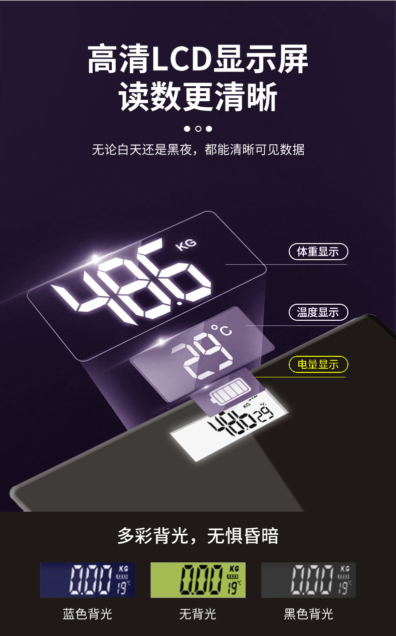 批发体重秤家用智能人体秤专业测体重简约健康体重称一件代发家庭人体电子称电子衡器体重电子称详情7