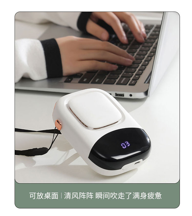 New waist-hanging fan, portable USB neck-hanging fan, outdoor construction site, strong wind force, large capacity, mini and compact pic 7