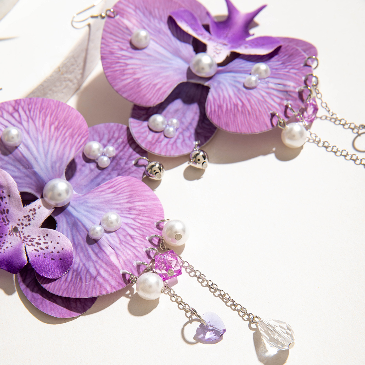 欧美跨境个性饰品紫色椭圆松石耳坠小众设计感玫瑰花朵耳环耳饰女详情22