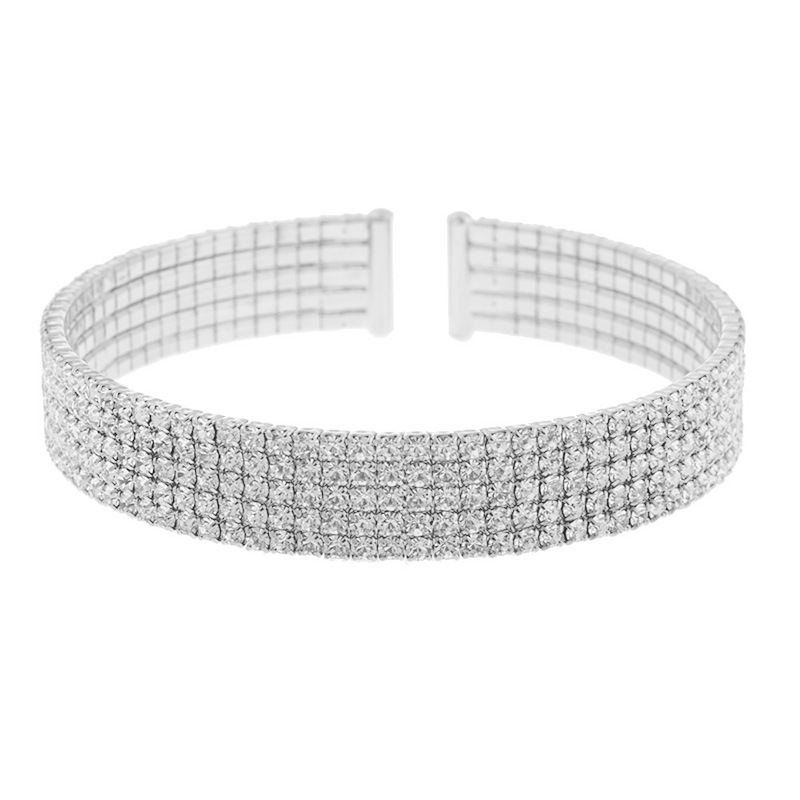 European and American cross-border factory direct sales 15-row full diamond open bracelet, exaggerated and trendy, perfect for balls, banquets, parties and gatherings pic 14