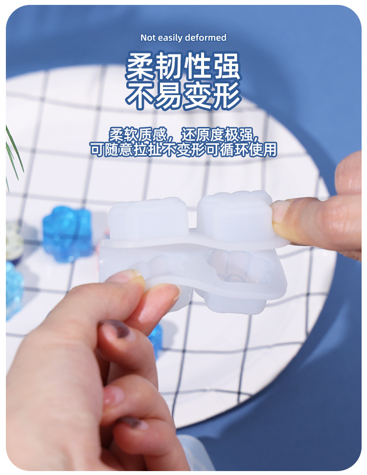 爆款可爱迷你猫爪滴胶模具2连4连diy饰品纪念品镜面水晶硅胶模具详情10