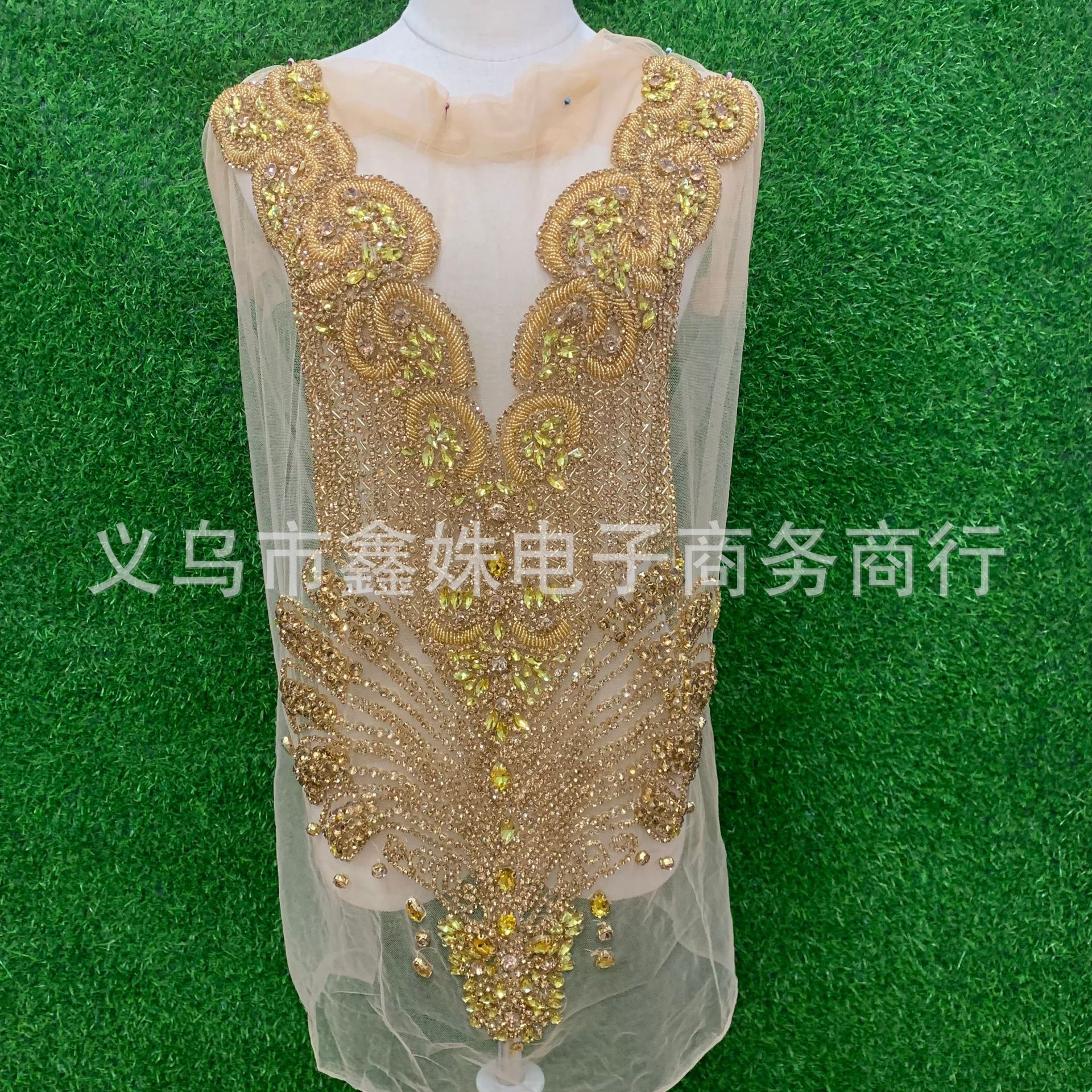 New pink heavy handcrafted DIY exquisite water diamond and pearl wedding dress accessories for clothing design pic 2