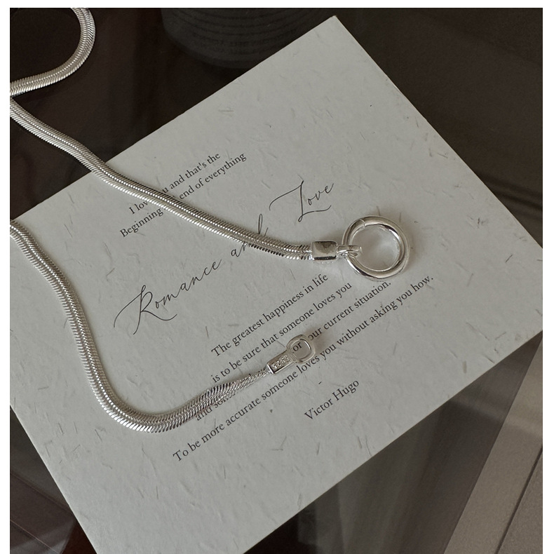 S925 sterling silver Korean version niche design snake bone necklace, Korean style simple and retro collarbone chain wholesale pic 12