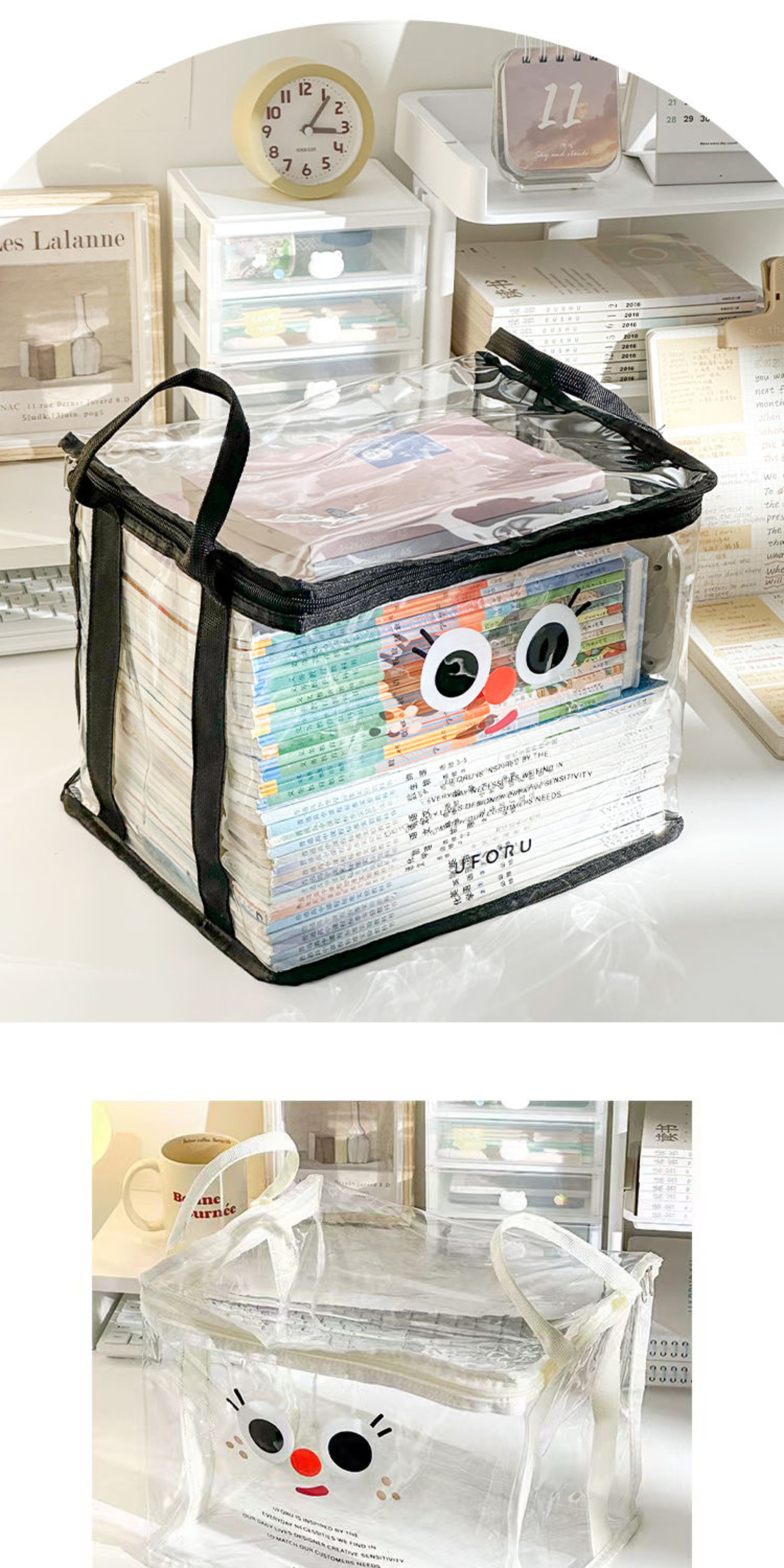 Old book storage box, large-capacity book organization wonder, student dormitory bookshelf, book bag, transparent moisture-proof and dust-proof bag pic 11