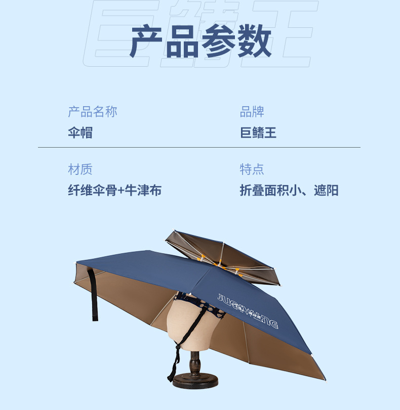 钓鱼伞帽头戴伞折叠户外防晒遮阳伞大号双层帽子雨伞便携防雨钓伞详情15