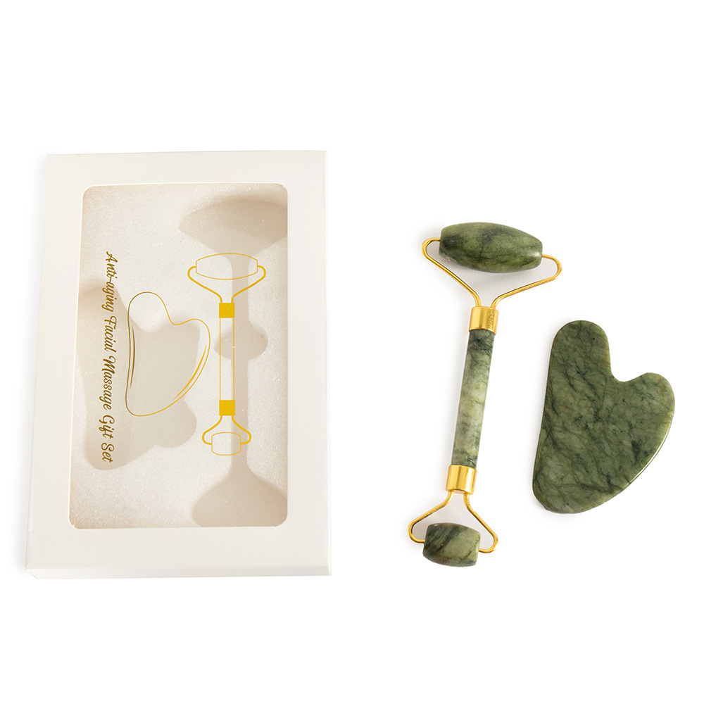 天然岫玉玉石美容刮痧板按摩滚轮套装眼部面部按摩器美容沙龙工具详情20
