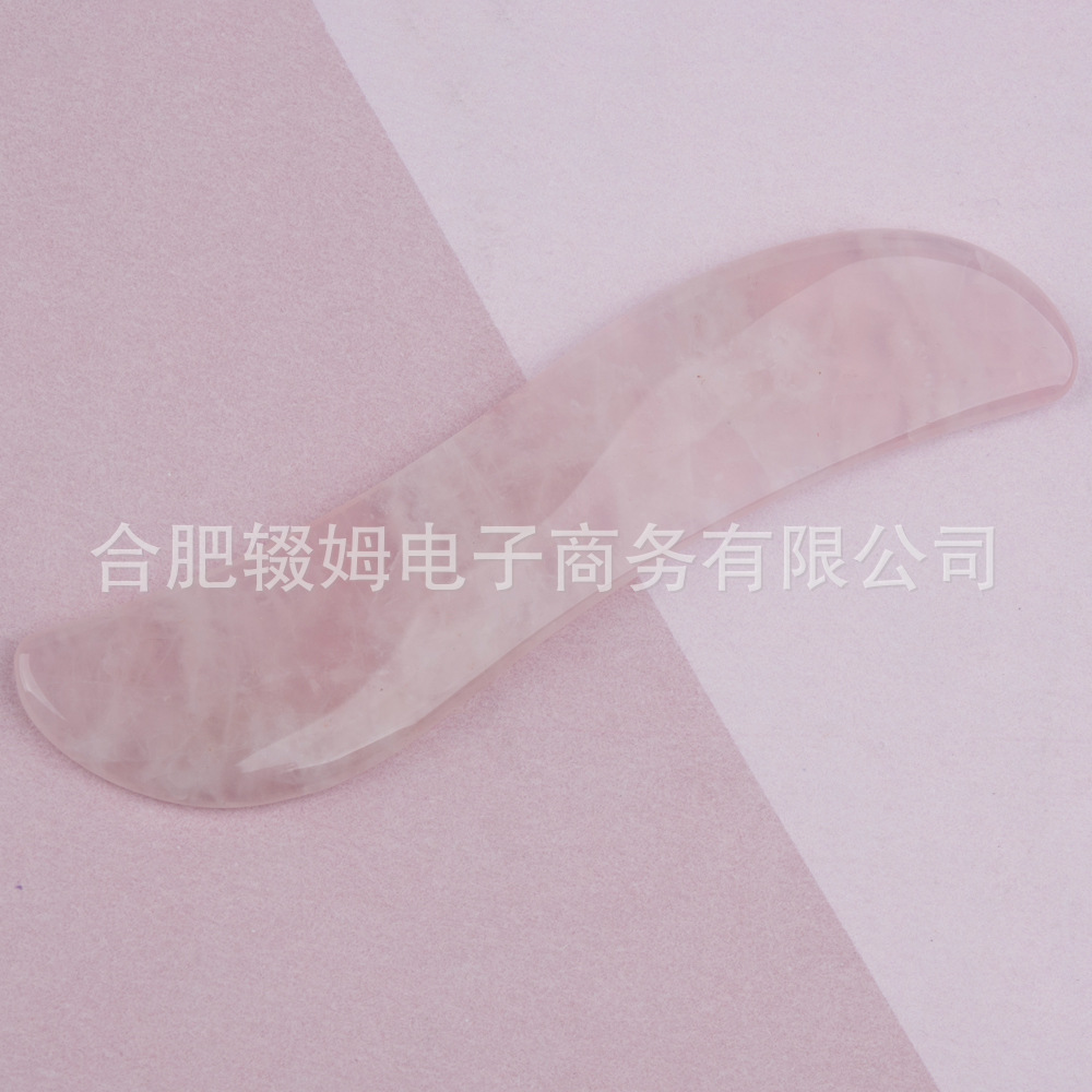 厂家天然玉石绿东陵刮痧板粉晶按摩板脸部面部全身通用刮痧按摩器详情15