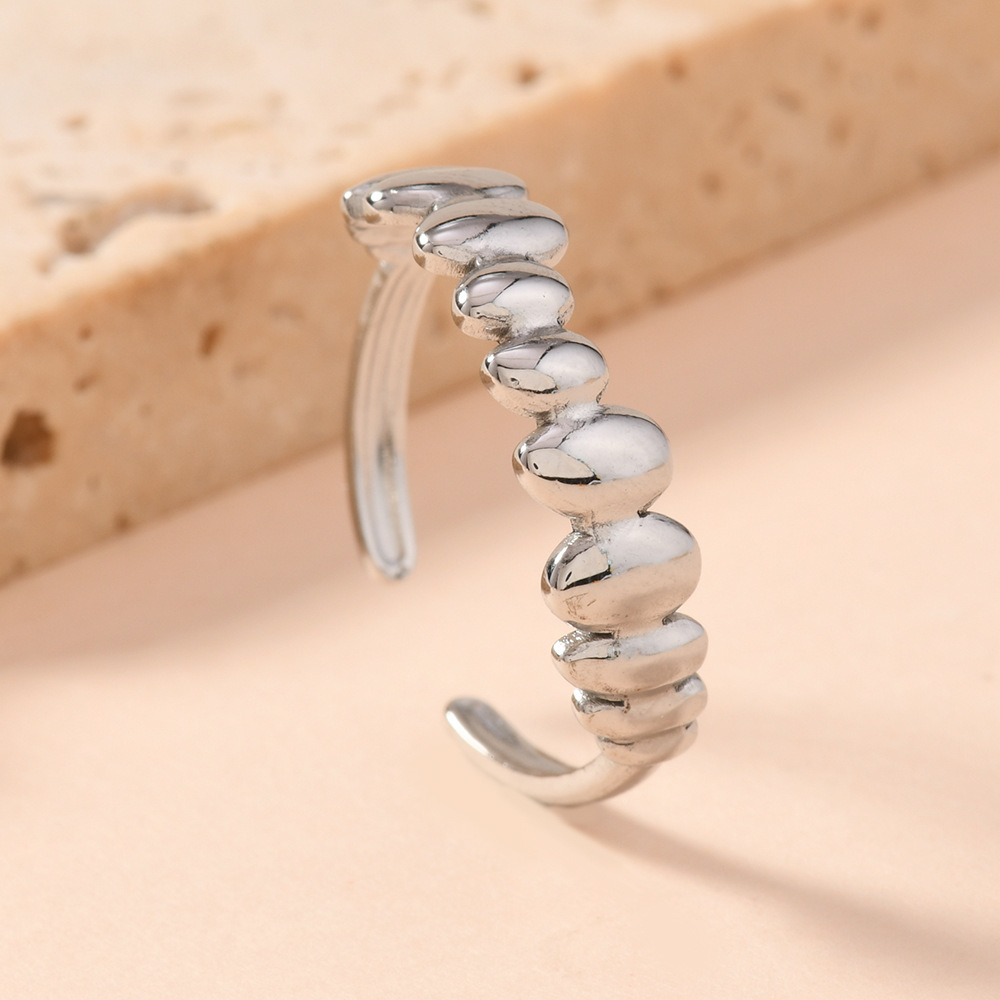 跨境时尚设计感朋克风饰品 个性不锈钢油压獠牙 牙齿钛钢开口戒指详情8