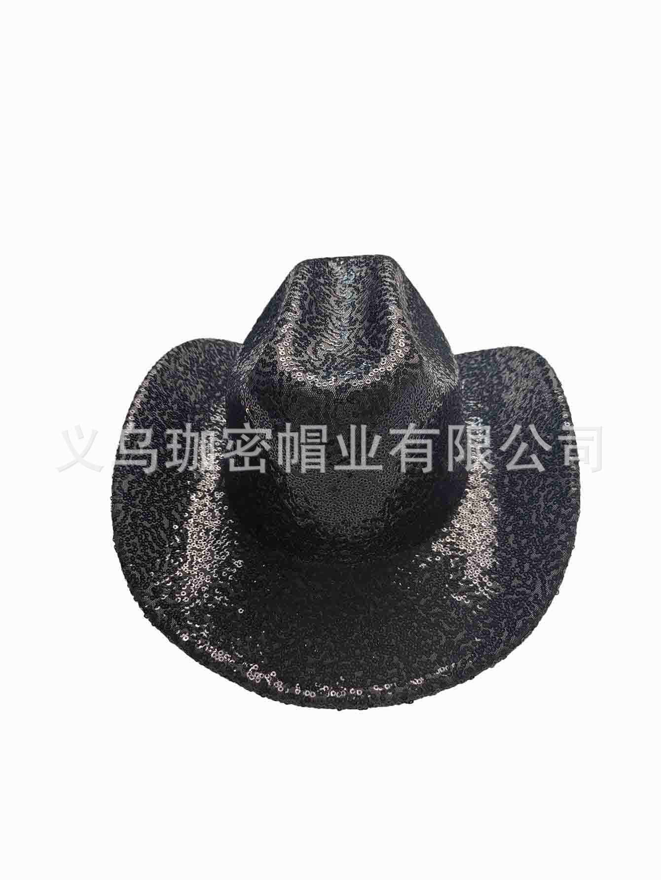 Transfronterizo nuevo estilo fiesta fiesta baile show sombrero de vaquero sombrero de festival de comercio exterior lana lentejuelas cool jazz sombrero pic 3