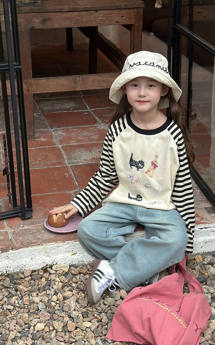 2024秋季新款儿童秋装长袖T恤上衣女童宝宝230克卡通插肩打底衫潮详情13