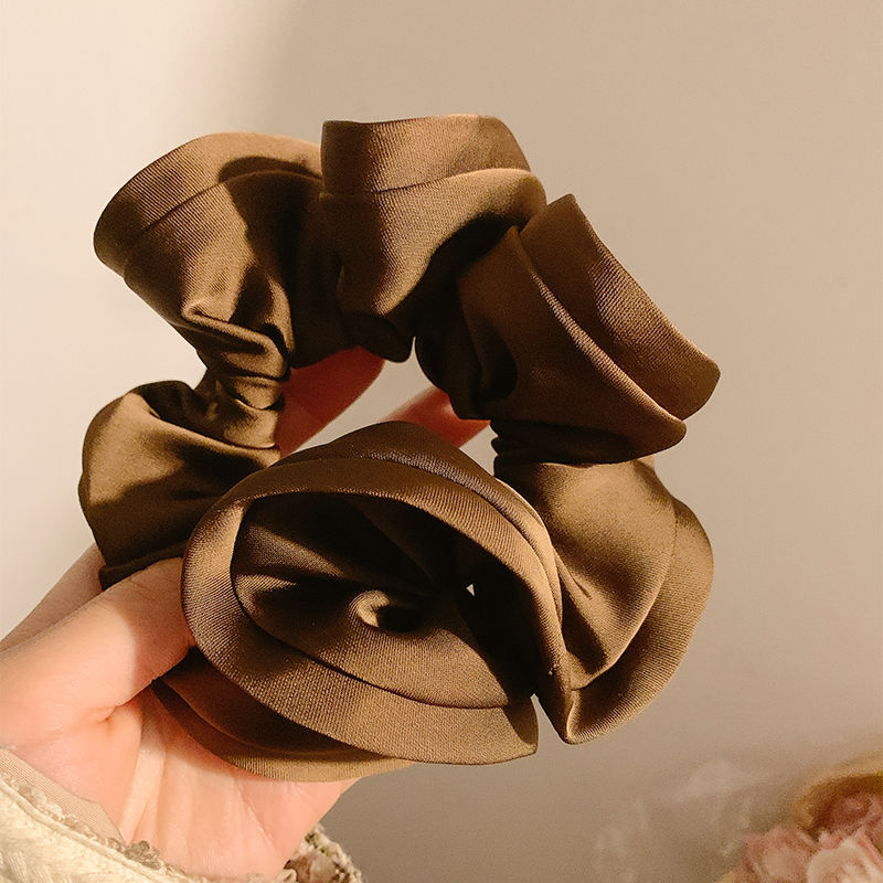 Big news! French high-end style large intestine hair tie ins, huge black fungus edge flower bud satin large intestine hair tie, elegant hair tie pic 7