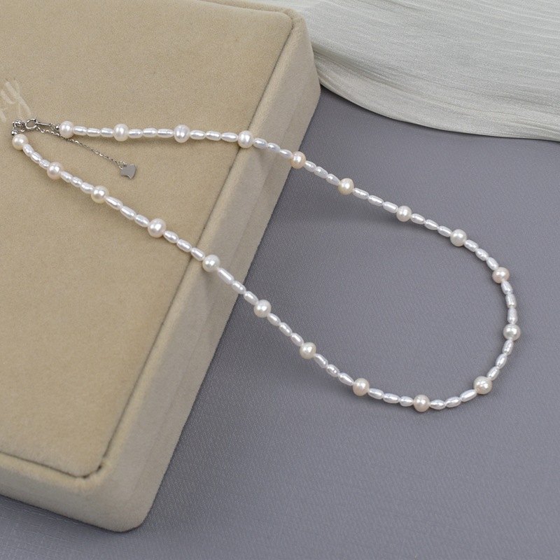 法式满天星细珍珠项链女天然淡水小米珠颈链轻奢925银小众锁骨链详情5