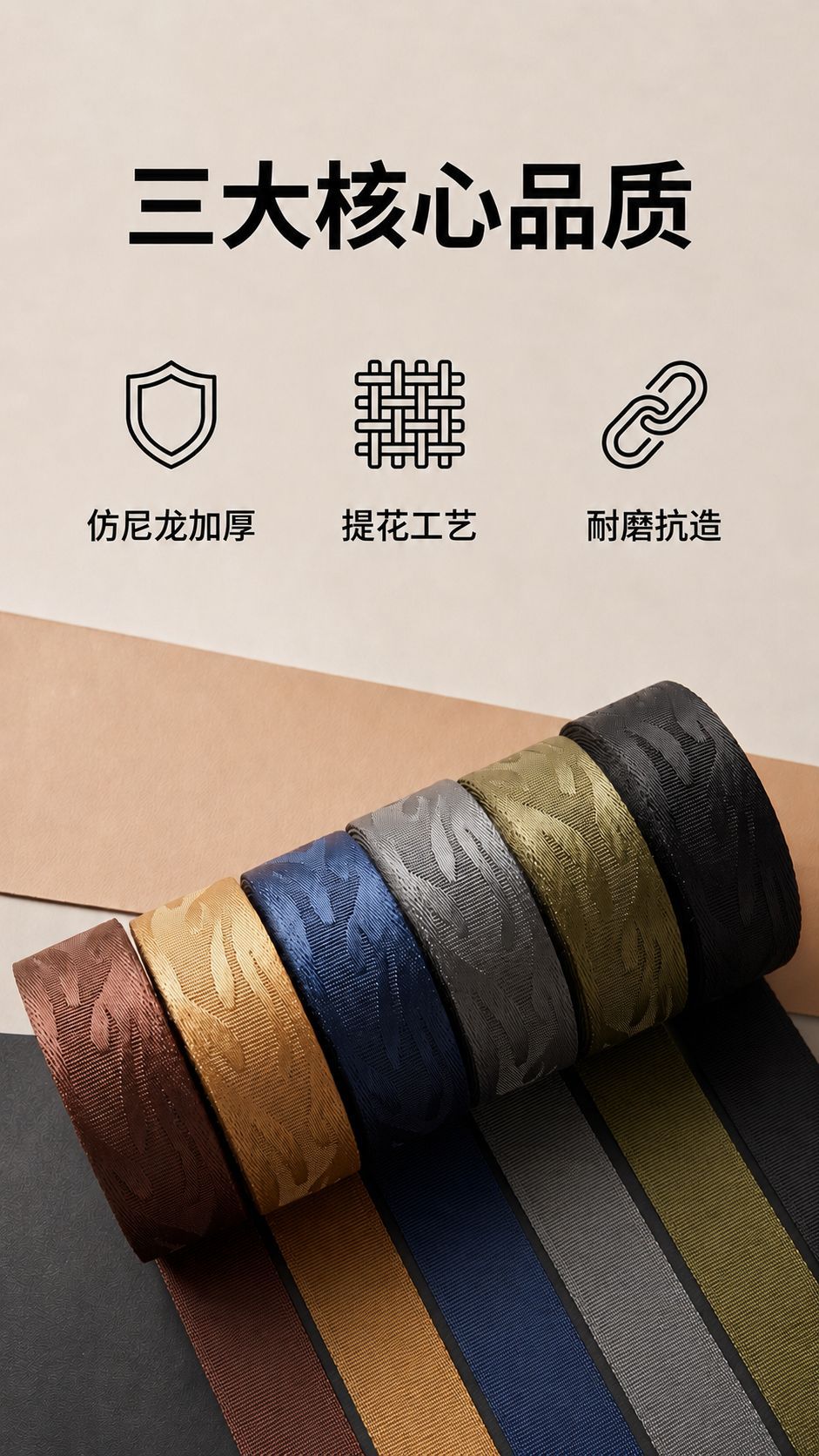 3.8cm wide imitation nylon thickened wear-resistant imitation nylon jacquard webbing, bag shoulder straps, webbing, DIY handcrafted accessories, clothing belts, home textile fabric decoration accessories pic 2