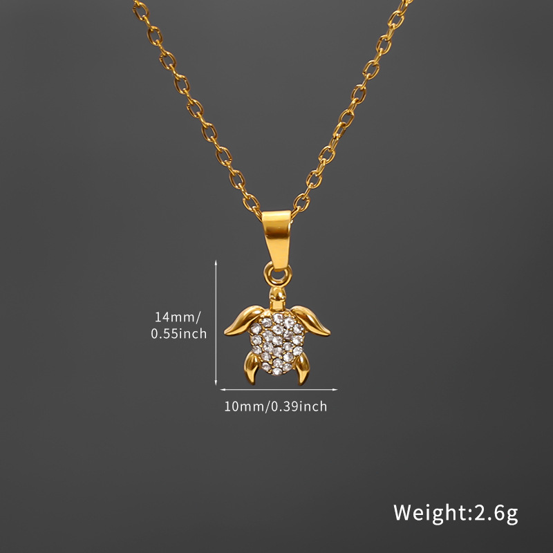 Wholesale of European and American versatile beach and ocean series diamond-encrusted small fish necklaces for women, cross-border light luxury and high-end titanium steel pendants pic 1