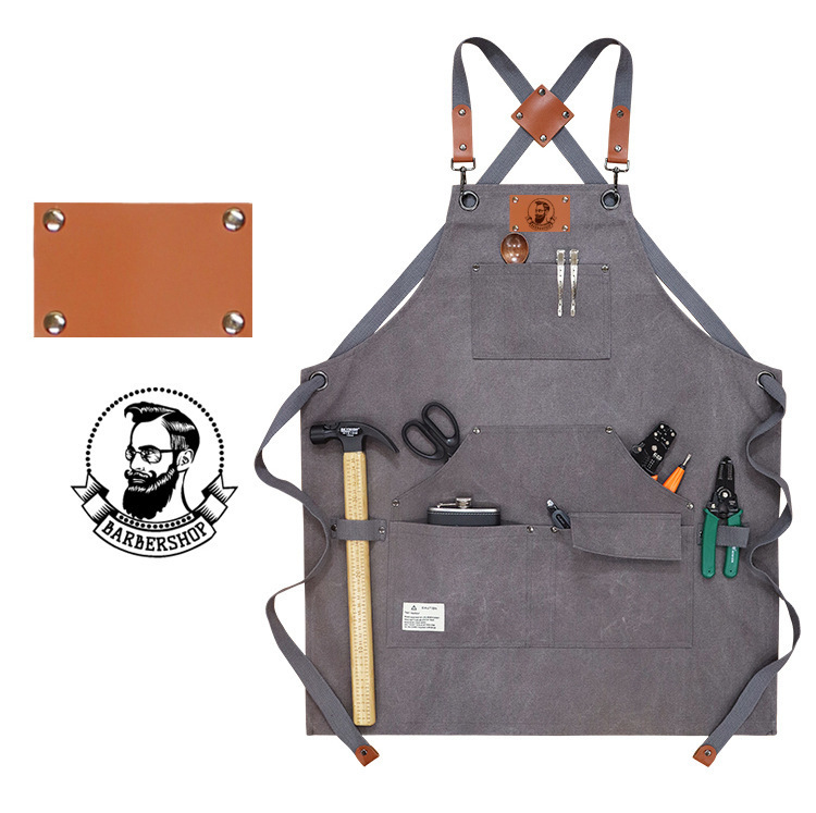 【持嘉】跨境加厚帆布多口袋工匠园艺工作服围裙烧烤汽修师机械师详情10