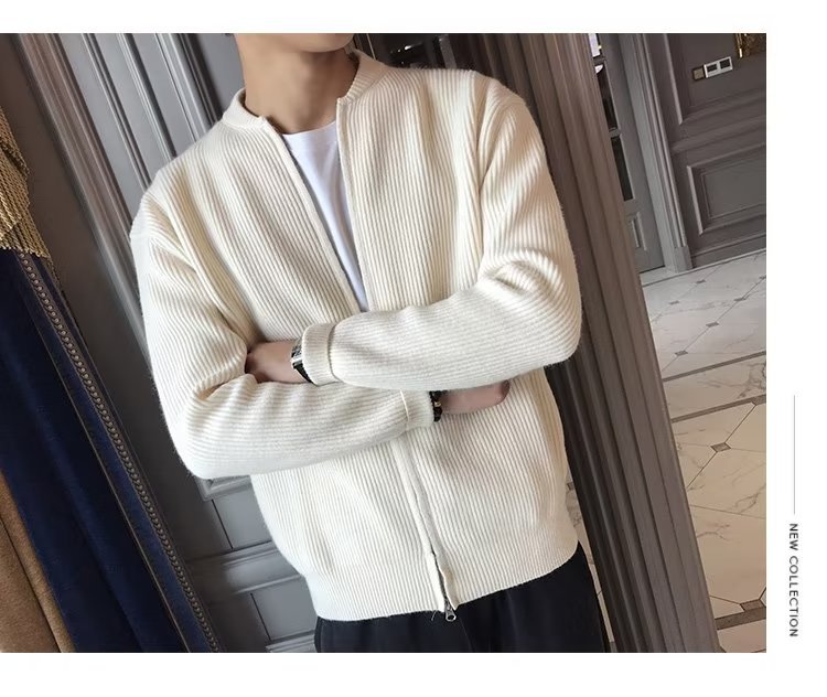 The 2023 new autumn and winter sweater jacket for men, a solid-color knitted cardigan, is a casual, versatile and slimming top for men pic 5
