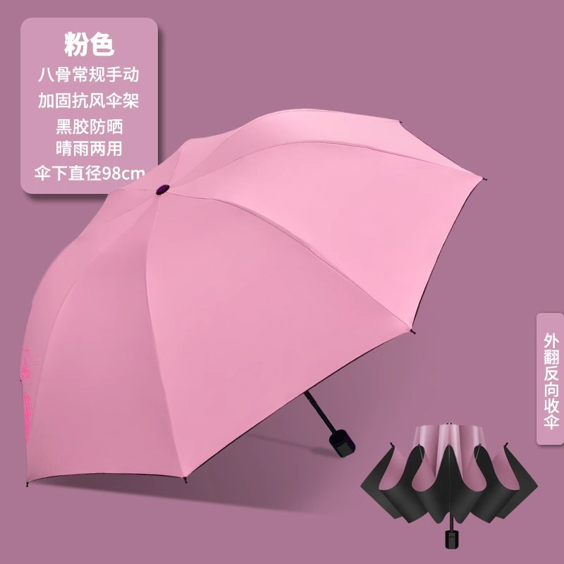 二十四骨黑胶雨伞全自动商务加固防风防晒折叠伞高级感LOGO太阳伞详情26