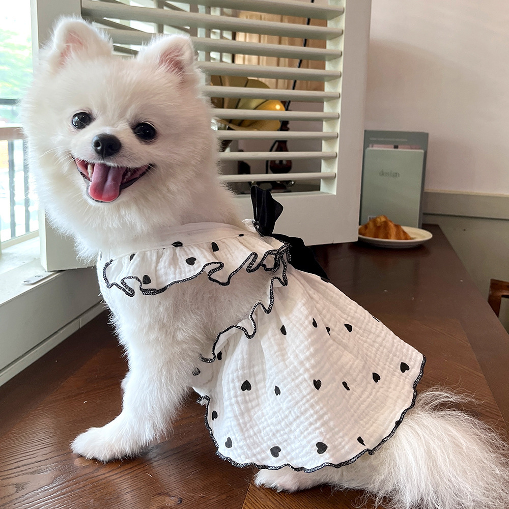 Mascotas vestido ropa ropa primavera verano perro gato teddy by bear pomerania muppet gato amor 100% algodón pic 29
