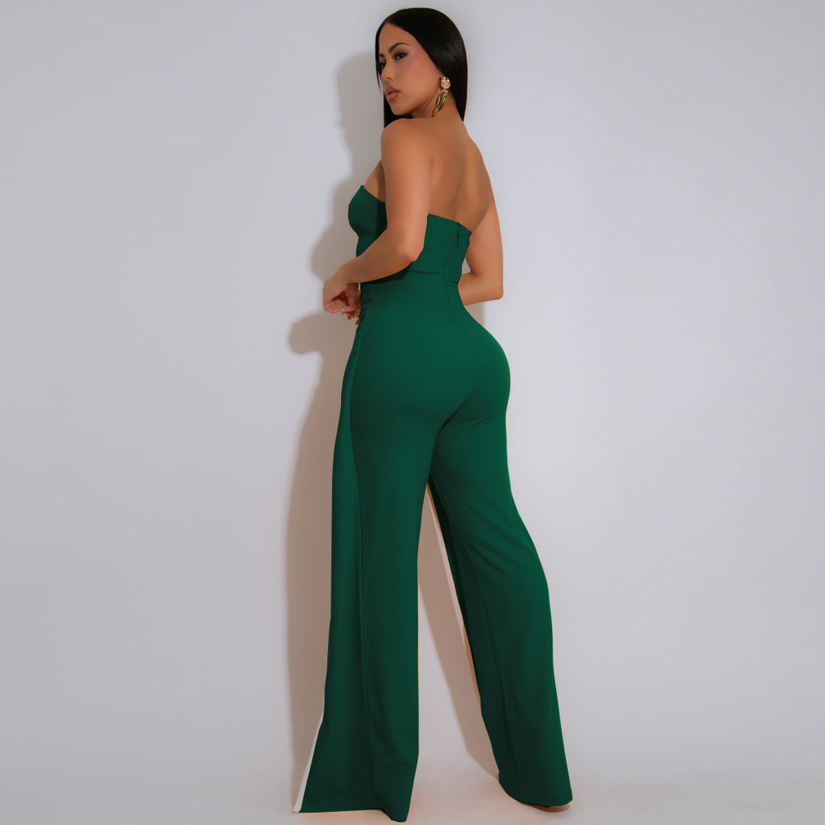 ZY6190 Amazon Independent store strapless false two-piece elegantly designed jumpsuit New partyjumpsuit pic 25