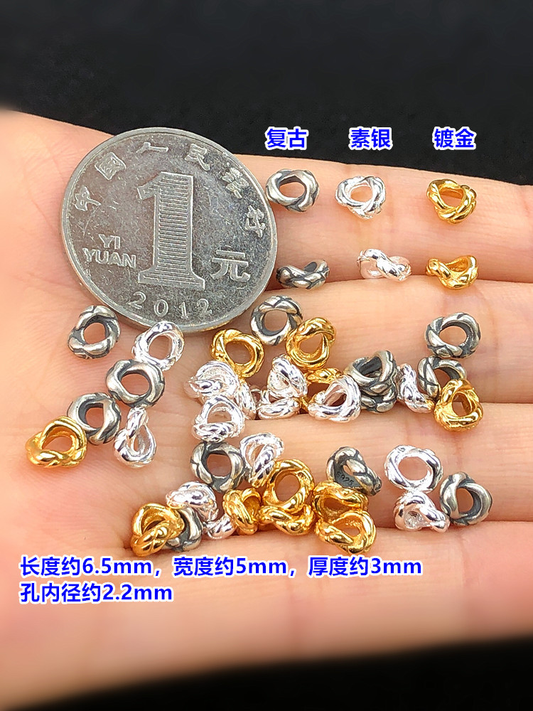 s925 sterling silver retro snake knot wire harness back cloud separator closed loop cultural play bracelet, woven bracelet rope necklace diy accessories pic 5