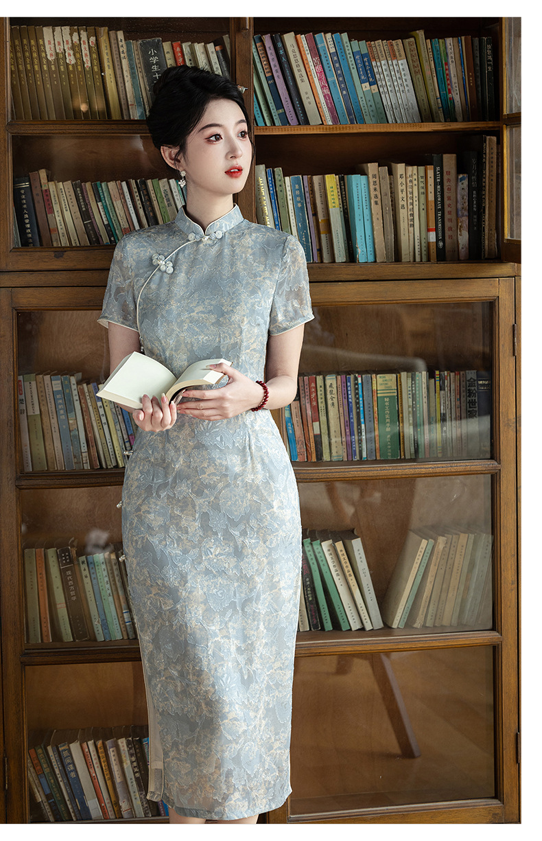 年轻款显瘦韩国纱日常新中式立领旗袍2025新款女复古短袖旗袍夏季详情12