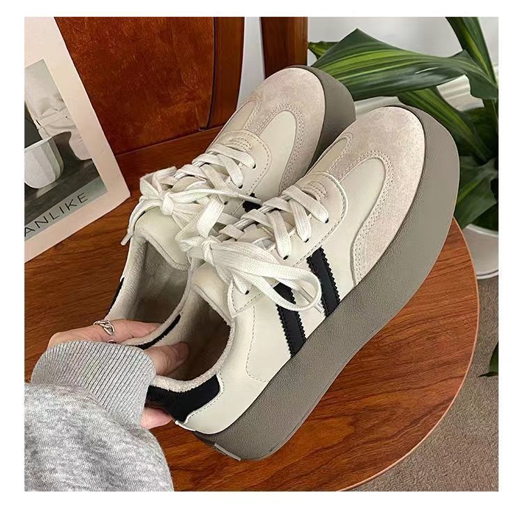 德训鞋2025冬季新款女鞋舒适时尚低帮休闲复古板鞋厚底增高小白鞋详情11