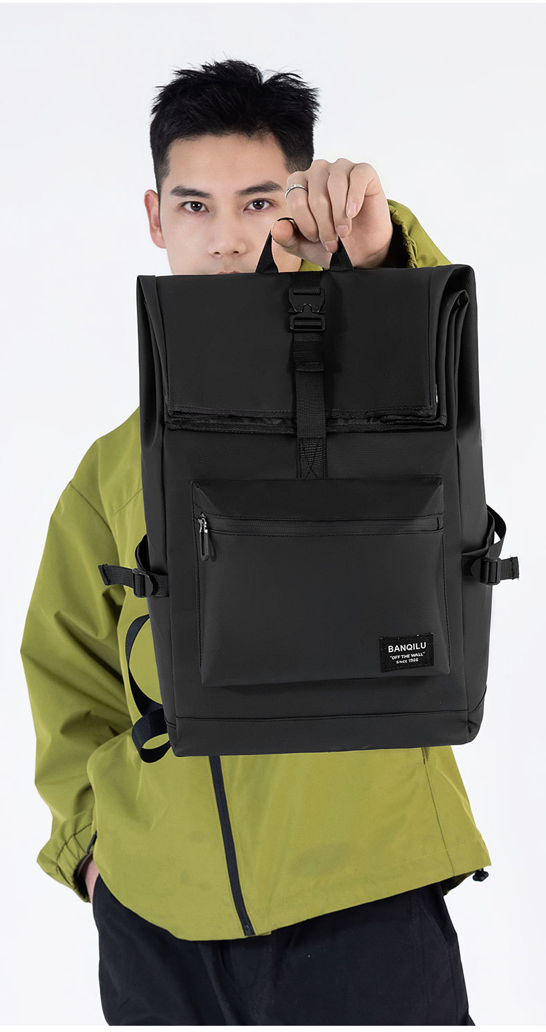 日系男士双肩包户外骑行背包大容量尼龙皮膜电脑双肩包男学生书包详情26