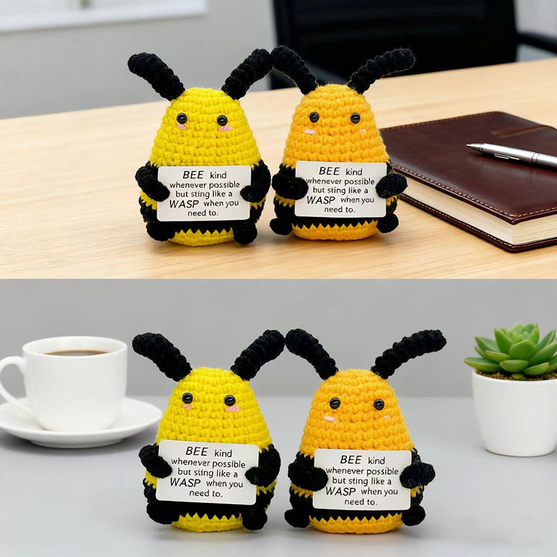 Cross-border finished hand-knitted dolls, bee-hugging small flowers, tulips, roses, cartoon and cute desktop ornaments pic 11