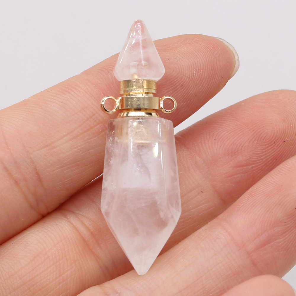 Exquisite natural semi-precious stone perfume bottles, white crystal, various shapes, DIY accessories, fashionable and exquisite wholesale production pic 12