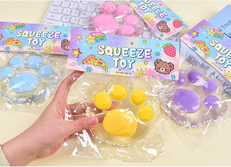 New large-sized round cat paw kneading Fun diy stress-relieving toy with light, extra-large tpr mud feel pic 8