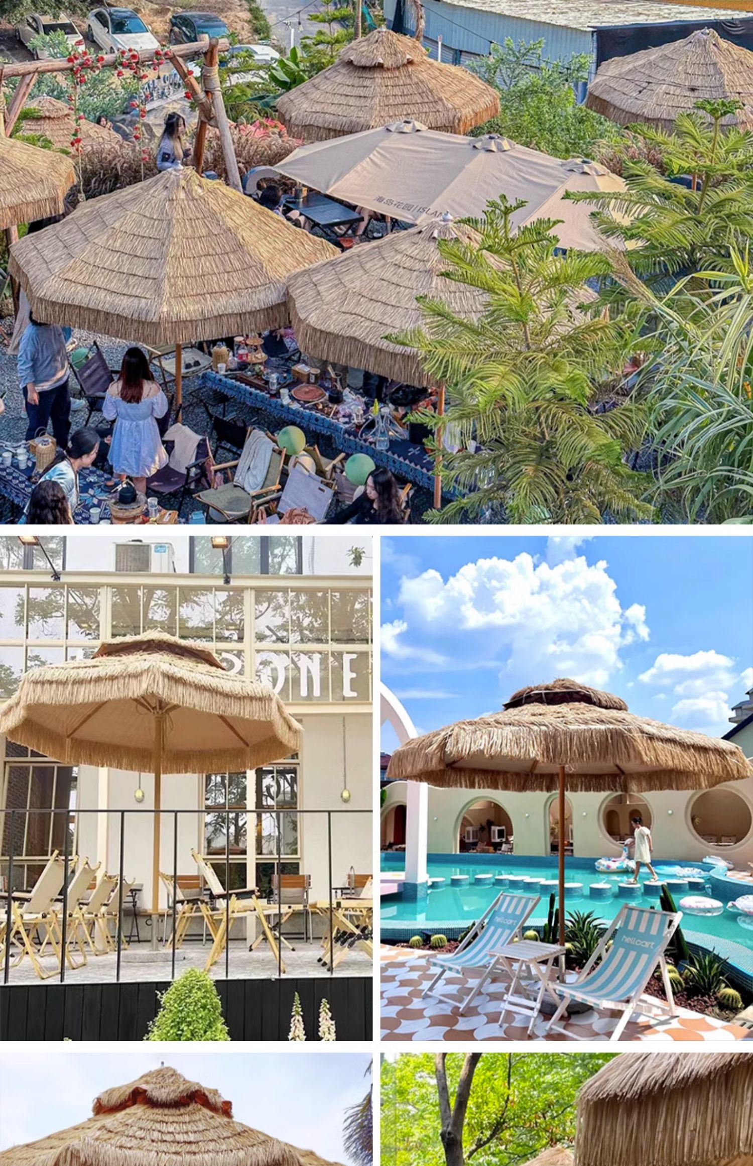 3MLE茅草伞户外遮阳伞庭院伞中柱伞室外摆摊太阳伞露营草棚稻详情7